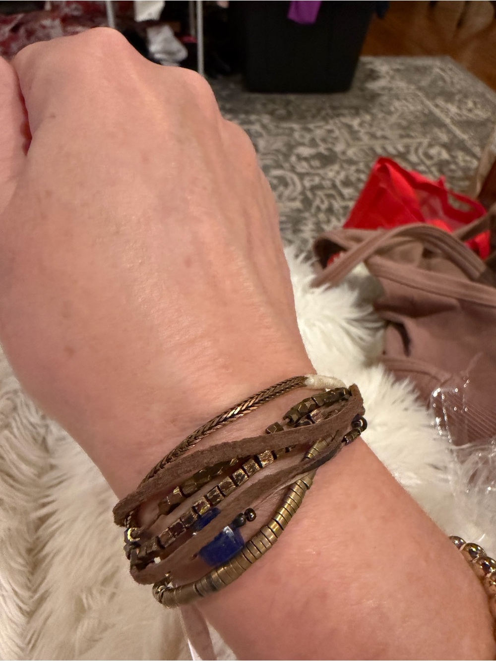 Multi-Strand Brown and Brass Beaded Wrap Bracelet -serefina by Anthropologie